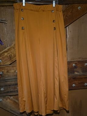 SHEIN Orange Decorative Button Front Wide Leg Pants